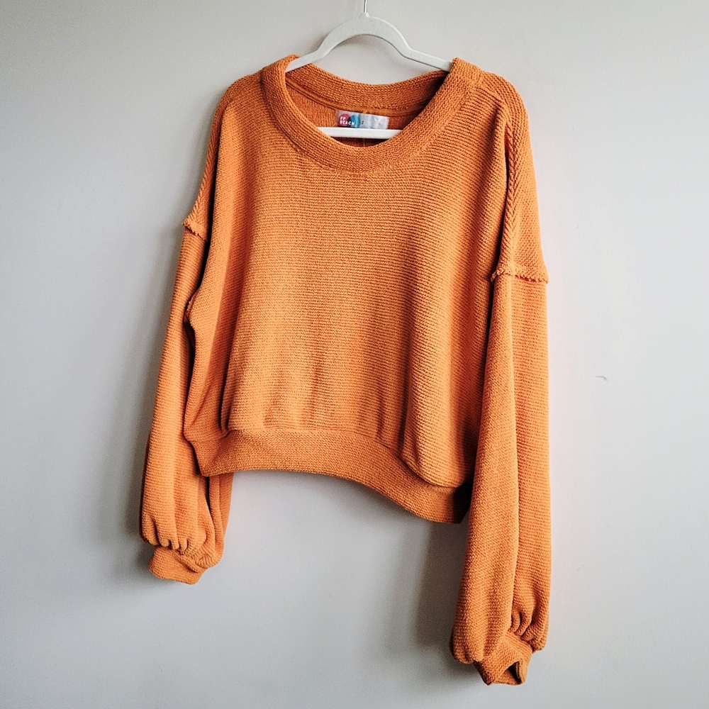 Free People Beach Happy Pullover Orange - Picture 3 of 7